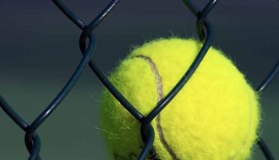 Tennisboll i nät