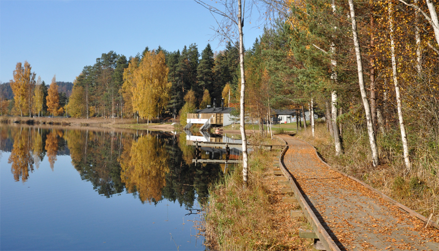 Foto på tillgänglighetsanpassad spång i Kypegårdens frilufts- och rekreationsområde