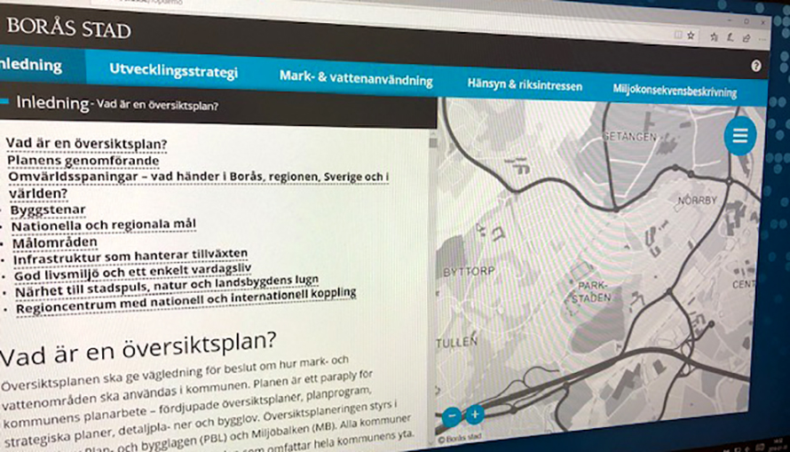 Digital karta i kommunens översiktsplan.