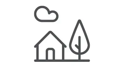 ikon av hus och träd