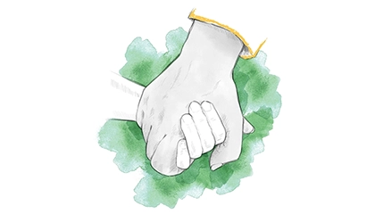 Illustration som visar en liten och stor hand som håller händerna.