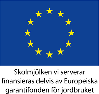 Eu-logotyp med texten: Skolmjölken vi serverar finansieras
delvis av Europeiska garantifonden för jordbruket.