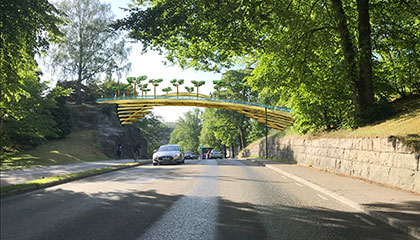 Skissbild på parkbro över Sven Eriksongatan