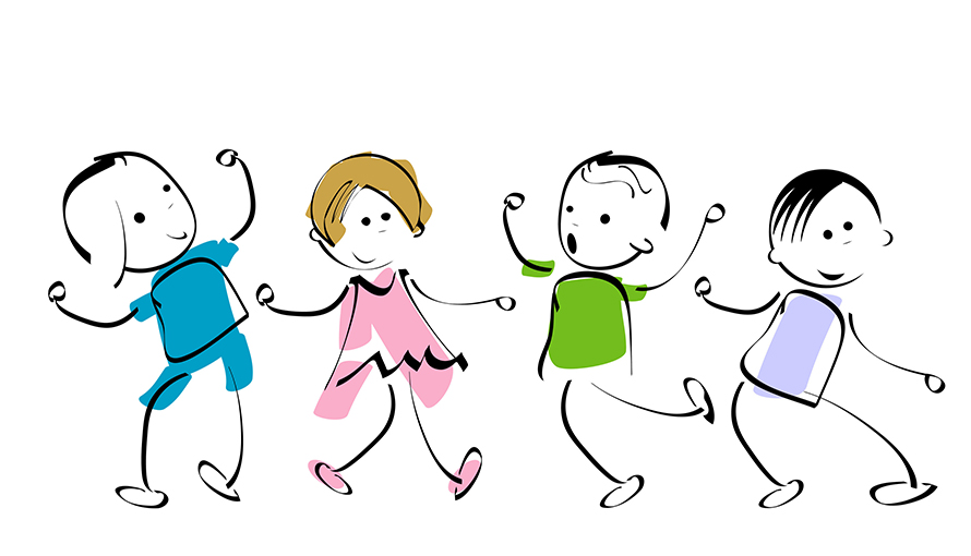 Illustration av dansande barn