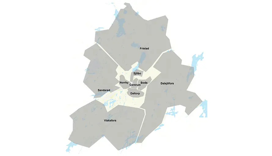 Kartbild över Borås 