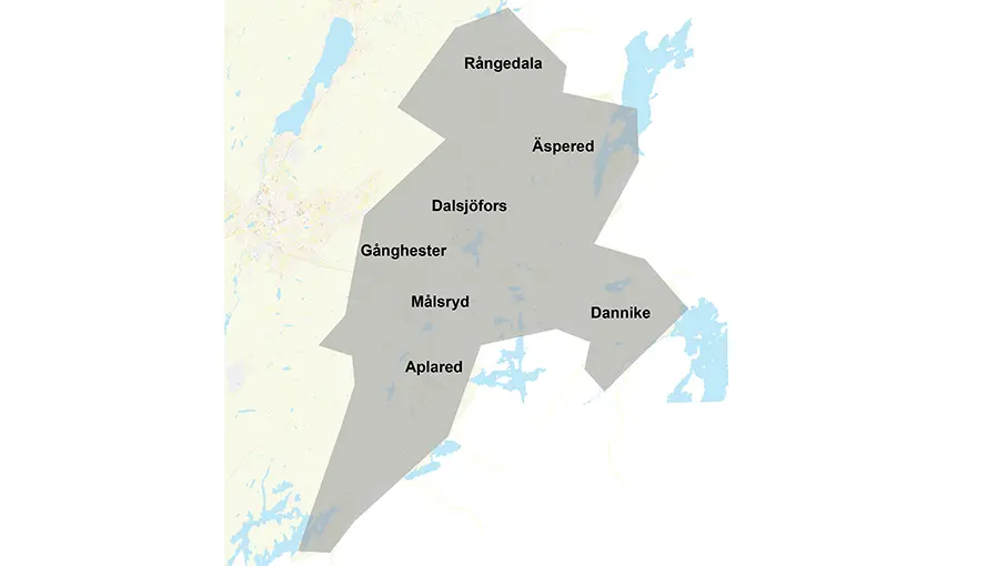 Kartbild över Dalsjöfors.