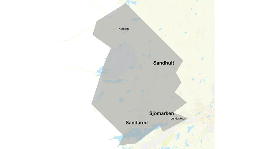Karta över Sandared.
