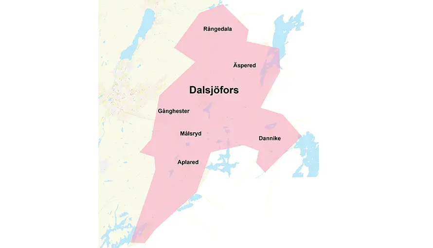 Karta över Dalsjöfors.
