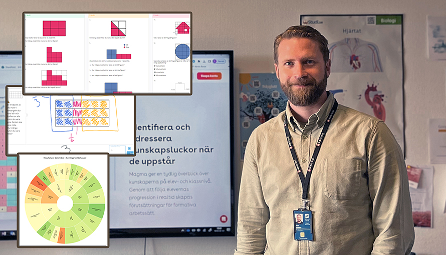 Patrik Åhlander, IKT-utvecklare på Grundskoleförvaltningen visar hur delar i Magma ser ut. IKT är Information-Kommunikation-Teknologi