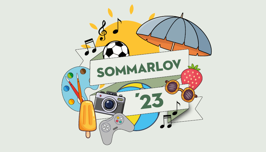 En illustration med texten Sommarlov 2023