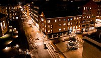 Citybild från ett ljusklätt Borås.