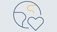 ikon av en jordglob och ett hjärta