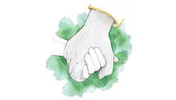 Illustration som visar en liten och stor hand som håller händerna.